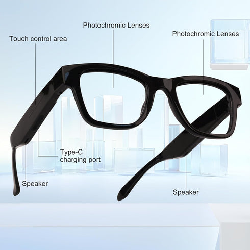 XOOMEER 160+Languages AI Smart Glasses with Color-Change Lenses Bluetooth Glasses for Men Women with Translation Voice
