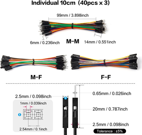 Chanzon 120pcs 10cm Header Jumper Wire Dupont Cable Line Connector Assorted Kit for Arduino Raspberry Pi