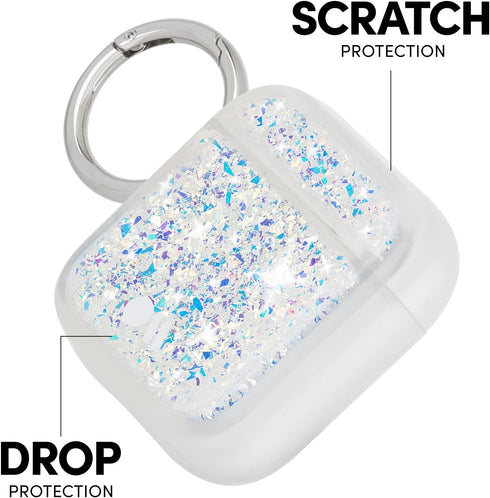 Case-Mate Soft Silicone Protective AirPod Case Cover with Keychain Ring, Compatible with AirPods Series 1 & 2, Twinkle