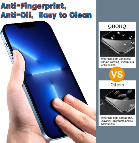 QHOHQ 3 Pack Screen Protector for iPhone 13 Pro Max 6.7" - Ultra HD, 9H Hardness, Scratch Resistant, Easy Install, Case