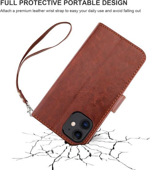 Bocasal iPhone 11 Wallet Case, PU Leather Magnetic Detachable Kickstand, Shockproof Flip Cover with Card Holder (Brown)