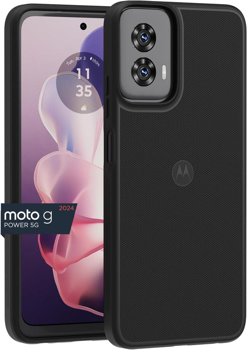 Motorola Moto G Power 5G (2024) Black Textured Case - Shock Absorbing, Precision Fit for Enhanced Grip & Drop