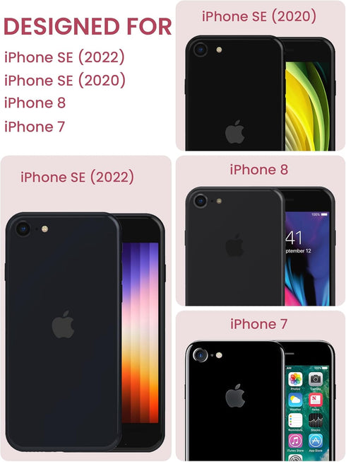 Dretal for IPhone SE 2022/2020 Case,IPhone 8/7 Case,with Tempered Glass Screen Protector,Military Grade Drop Tested Hard Back & Soft Edge Slim Flower Women Girls Phone Protective Cover (Safflower)