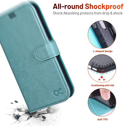 OCASE Wallet Case Compatible with iPhone 12/12 Pro, PU Leather Flip with Card Holders, Mint Green