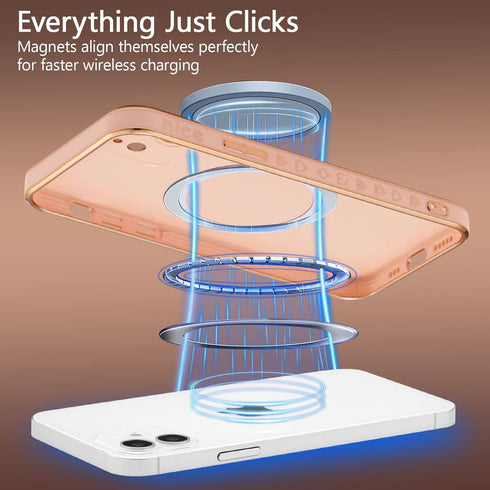 UEEBAI 11 6.1 inch, Magnetic Case for iPhone Cute Plating Love Hearts Pattern Case Compatible with MagSafe Charger Soft
