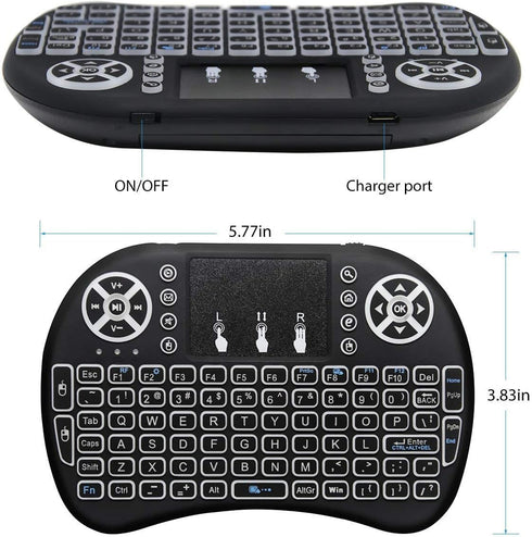 2.4G Mini Wireless Keyboard with Touchpad Mouse, Upgraded Multi Backlit, Portable with USB Receiver