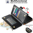Antsturdy Wallet Case for iPhone 13 Pro Max, RFID Blocking PU Leather Flip Cover with Wrist Strap and Zipper Credit