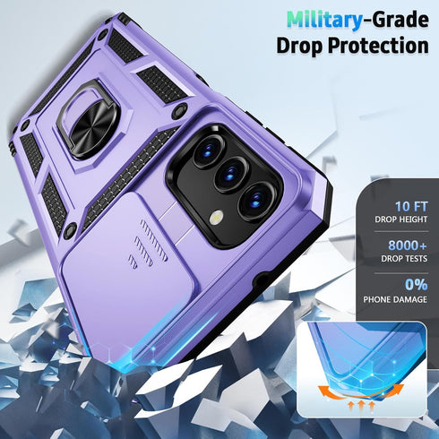 Military Grade Drop Protection Case for Samsung Galaxy A14 5G, with Slide Lens Cover, HD Screen Protector, Magnetic
