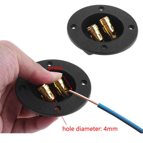 3 Double Binding Round Push Spring Loaded Jacks Connector Speaker Box Terminal Cup (Black - 4pcs)