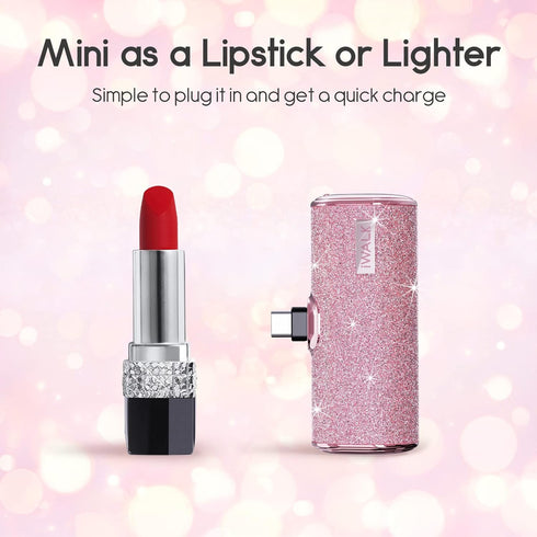 iWALK USB C Portable Charger 4500mAh, Ultra-Compact Small Power Bank, Sparkly Battery Pack for iPhone 16/16 Plus/16