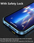 HENGHUI Anti Peeping Case for iPhone 15 Pro Max - Lockable Magnetic Glass, Camera Lens Protector, Privacy Screen, Blue.