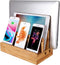 Bamboo Wood Multi-Device Desktop Charging Dock Station, Compatible with iPhone Xs MAX, iPad Mini, Samsung Tablets