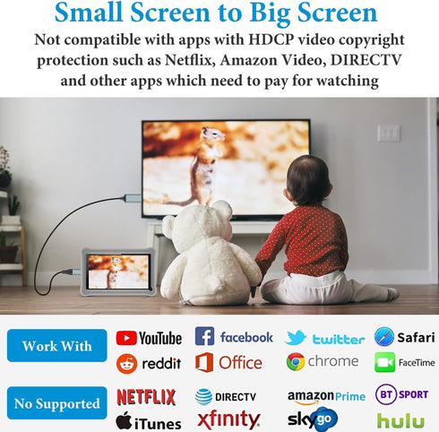 Lightning to HDMI Adapter • HDMI Cable for iPhone to TV • Compatible with iPhone 14, 13, 12, 11 with 1080P HD Display