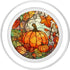 PopSockets PopGrip for MagSafe - Halloween Pumpkin Fall Leaves Round Stained Glass
