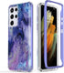 Esdot Samsung Galaxy S21 Ultra Case, Military Grade 21ft Drop Test Rugged Cover with Purple Opal Marble Design