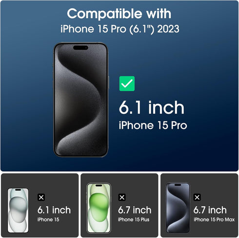 amFilm OneTouch 2+2 Pack Compatible with iPhone 15 Pro Screen Protector 6.1" Tempered Glass with Camera Lens Protector Accessories, Premium Easiest Installation Kit 9H HD, Case Friendly