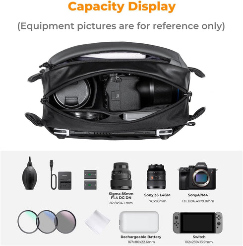 K&F Concept 2 in 1 Sling Bag, Everyday Shoulder Bag & Multifunction Photography Crossbody Camera DSLR Backpack