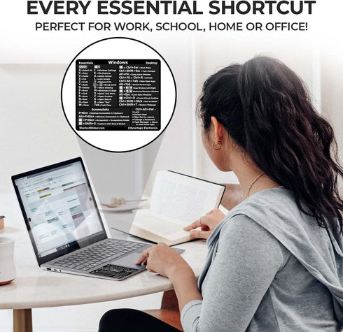 Synerlogic Windows PC Reference Keyboard Shortcut Sticker, Vinyl, No-Residue Adhesive for PC Laptop or Desktop