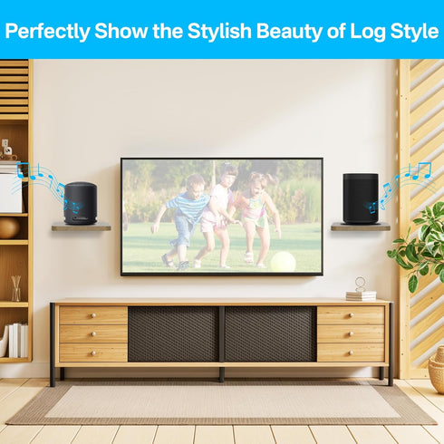 Universal Rear Speaker Wall Mount for Samsung, Roku, Sony, JBL, Vizio, LG - Adjustable Wooden Shelf for Satellite