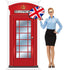 English Phone Booth Door Cover, Large Fabric Red Telephone Box Decor Banner for Photo Backdrop, 78.7 x 35.4 Inch