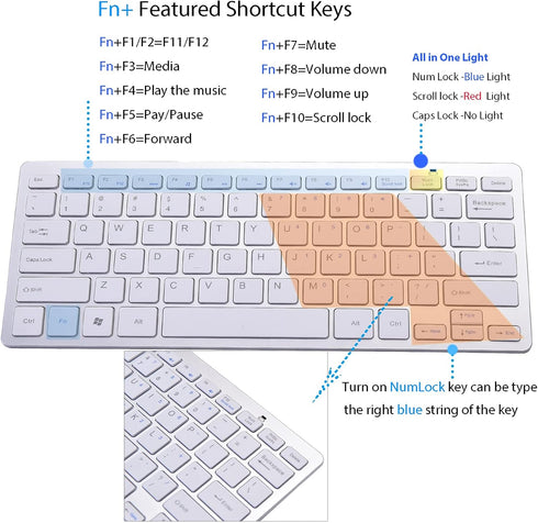 2021 Upgraded PC Computer Laptop Mini USB Wired Keyboard, 78 Scissor Keys, Compact Multimedia Keyboard (Silver)