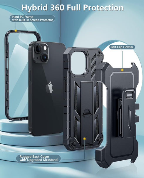 FNTCASE 15 14 13 16e 5G 6.1 Inch for iPhone Phone Case: for iPhone & & Case Military Shockproof Protective Rugged Cell
