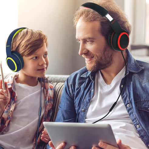 A10 On-Ear Headphones (Black) - Lightweight, Portable Wired Stereo Bass with Microphone & 1.5M No-Tangle Cord.