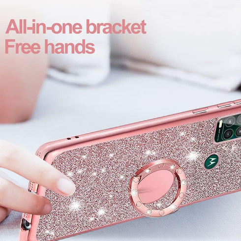 B-wishy Moto G Stylus 5G Phone Case - Luxury Glitter Sparkles Cute Silicone TPU Case with Stylus Pen, Kickstand, Bling