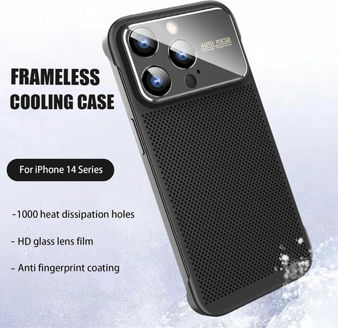 Losin Heat Dissipation Phone Case for iPhone 14 Pro Max, Slim Borderless Shockproof Cover with Window Glass Camera Lens