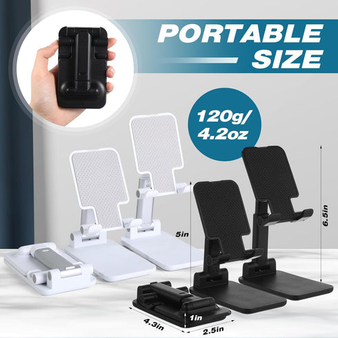 Wonderjune 12 Pcs Cell Phone Stand Desk Table Adjustable Angle Height Phone Stand Foldable Portable Mobile Holder