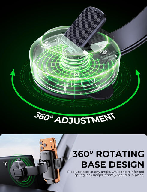 YYBS 360 17 4-7inch Car Dashboard Phone Holder for Windshield - Tesla Touch Screen Phone Mount with Adjustable Aluminum