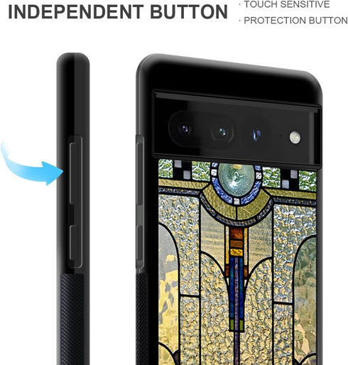 CARLOCA Art Deco Stained Window Pattern Case for Google Pixel 7 Pro, Shockproof Anti-Scratch Design for Girl Boy