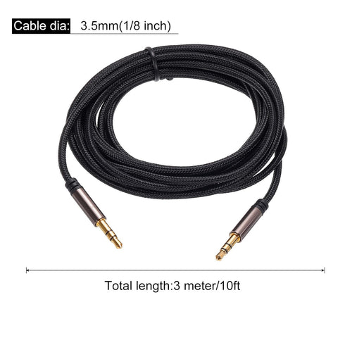 MECCANIXITY 3.5mm TRS Aux Cable Male to Male Auxiliary Audio HiFi Headphone Cord 10ft Nylon Braided for Phone Headphone Speaker Stereo Echo, Brown