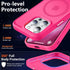 MOCCA Strong Magnetic Slim Translucent Case for iPhone 15 Pro, Military Drop Protection, Hot Pink