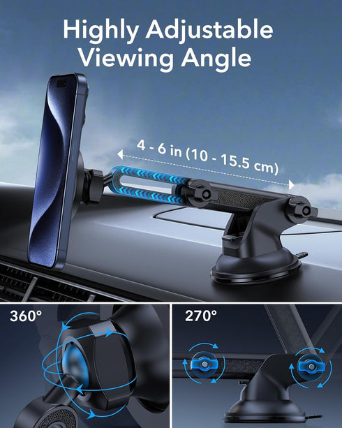 ESR HaloLock MagSafe Car Mount, Dashboard Magnetic Phone Holder for iPhone 15/14/13/12, Windshield Mount