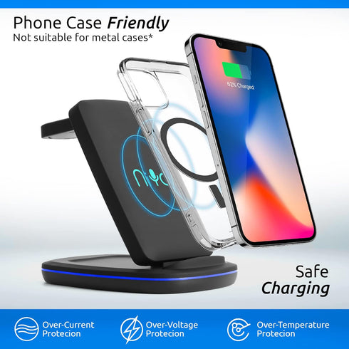 3-in-1 Wireless Charger Foldable, NiYo Universal Charging Station Compatible with iPhone 14/13
