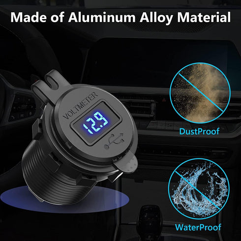 12V USB Outlet 2 Pack, Dual Quick Charge 3.0 Waterproof Aluminum Charger for Marine, RV, Car