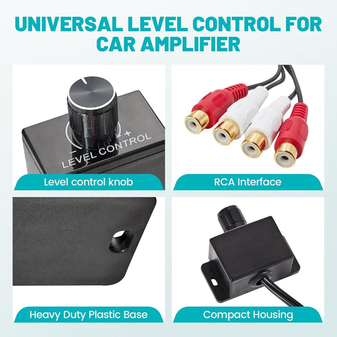 Universal Car Amplifier RCA Level Controller, Bass Control Knob for Car, Motorcycle, Home Theater Speakers