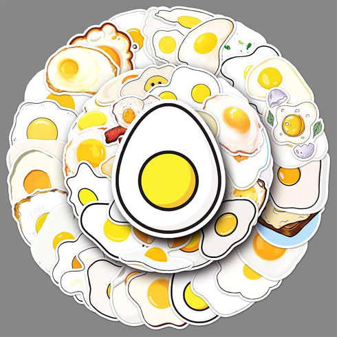 LYLSDSB 50 Pcs Fried Egg Stickers Waterproof Funny Cartoon Food Sticker for Skateboard Scrapbook Laptop Water Bottle