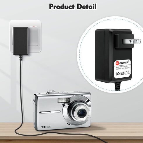 PKPOWER AC DC Adapter for Kodak Easyshare 4 MP 6 MP M380 M381 M340 M341 M420 M853 M863 M873; Power Supply for V530 V610