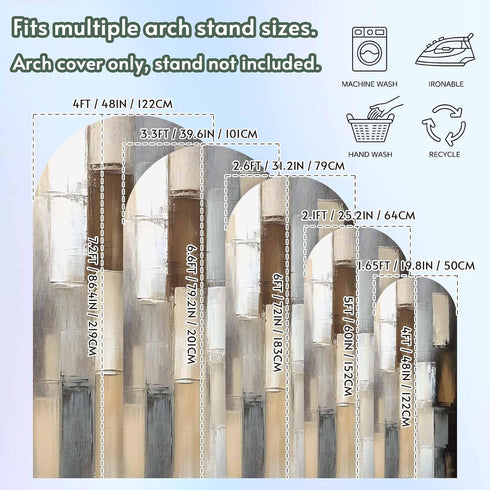 Jnbasdffb 7.2 Gray Brown Wedding Arch Cover, Stretchy Spandex Arch Backdrop Stand Covers FT, Abstract Oil Painting