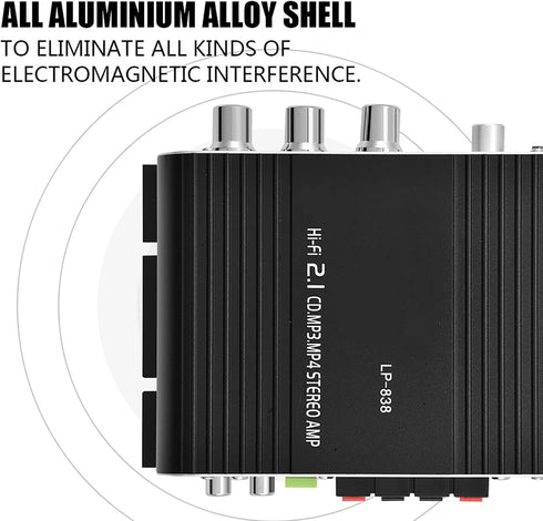 15Wx2 3.5mm MP3, MP4, Stereo Audio Amplifier Receiver, Output Stereo Bass Home Amplifiers, with and Port, Digital Amp