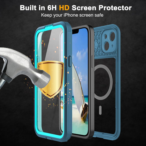 Phone Case Compatible with iPhone 15 Plus - Magnetic Waterproof DropProof DirtProof Heavy Duty Full Body Protection