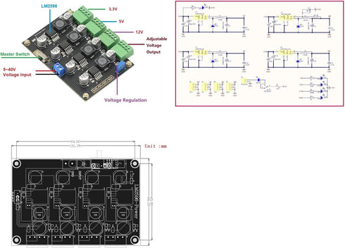 GODIYMODULES LM2596 3.3V/5V/12V/ADJ Multi Channel Switching Power Supply Adjustable Voltage Output Power Supply Module