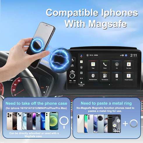 TUYICN 2022-2025 7/9-inch 360 Car Phone Holder for Honda Civic Accessories Screen Fixed Clip, Magnet Cell Phone Mount