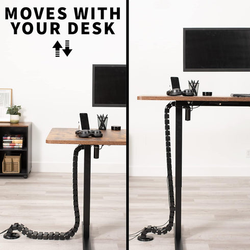 VIVO Magnetic Vertebrae Cable Management Kit for Desk, Adjustable Quad Entry Wire Organizer for Home Office, Black