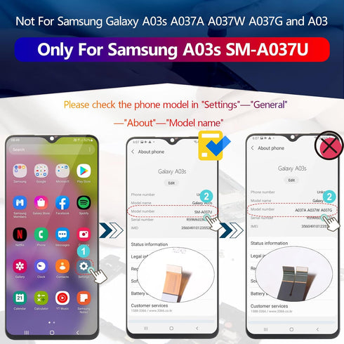 Samsung Galaxy A03s Screen Replacement, LCD Touch Panel Display Digitizer Assembly Repair Kit for SM-A037U