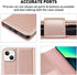 MONASAY 5G Wallet Case for iPhone 14/13, 6.1" Flip Folio Leather, RFID Blocking, Credit Card Holder, Rosegold + Glass