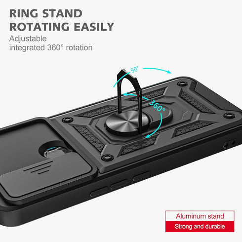 TCL 30 XE 5G Phone Case (Not Fit TCL 30 XL) with Slide Camera Cover, 2pcs HD Screen Protector, 360° Rotation Kickstand