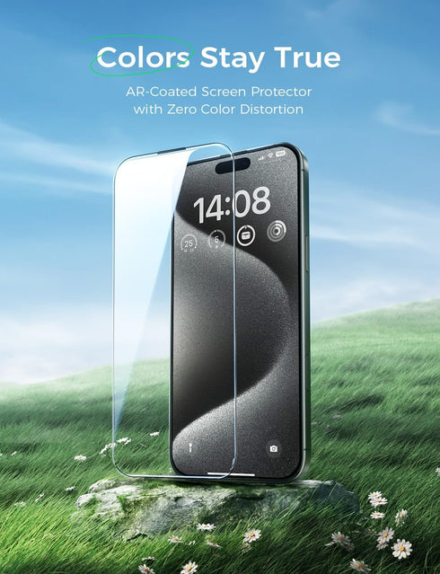 2PACK 15 (6.7") 9H MAGIC JOHN for iPhone Pro Max Eye Protection Screen Protector, HD Clear, Auto Dust-Elimination